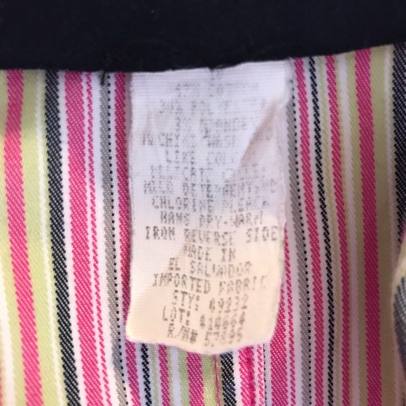 Vintage 90s Blazer Jacket Striped Fitted 3 Button Pink Blue Green White Cotton - Picture 7 of 7